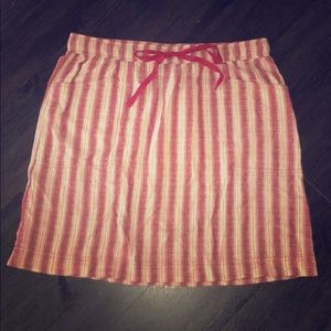 NWT || Max Studio Striped Red & Tan Drawstring Skirt ||